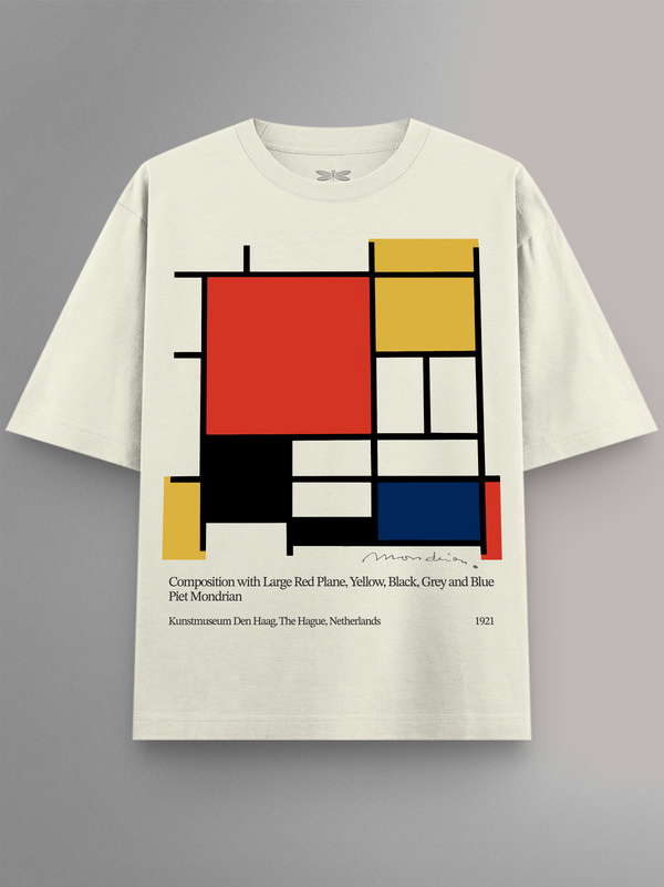 Composition with Red, Yellow & Blue Oversized T-Shirt
