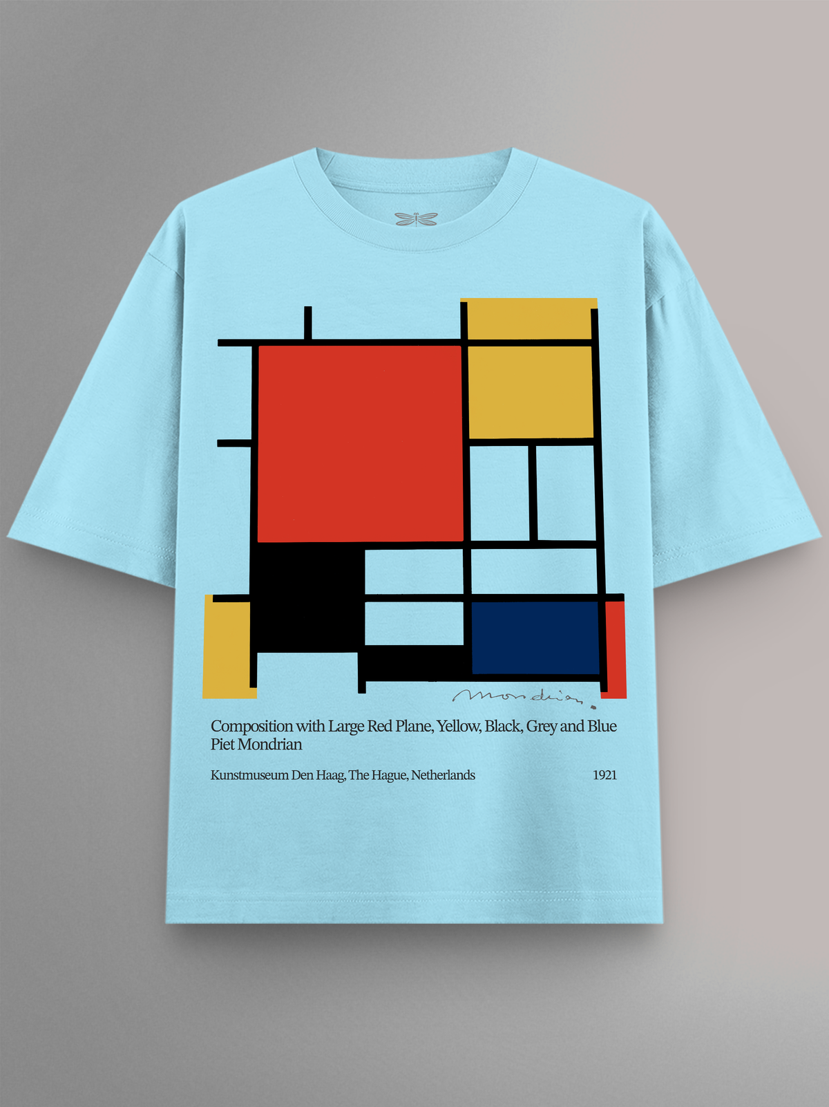 Composition with Red, Yellow & Blue Oversized T-Shirt – MOQONO
