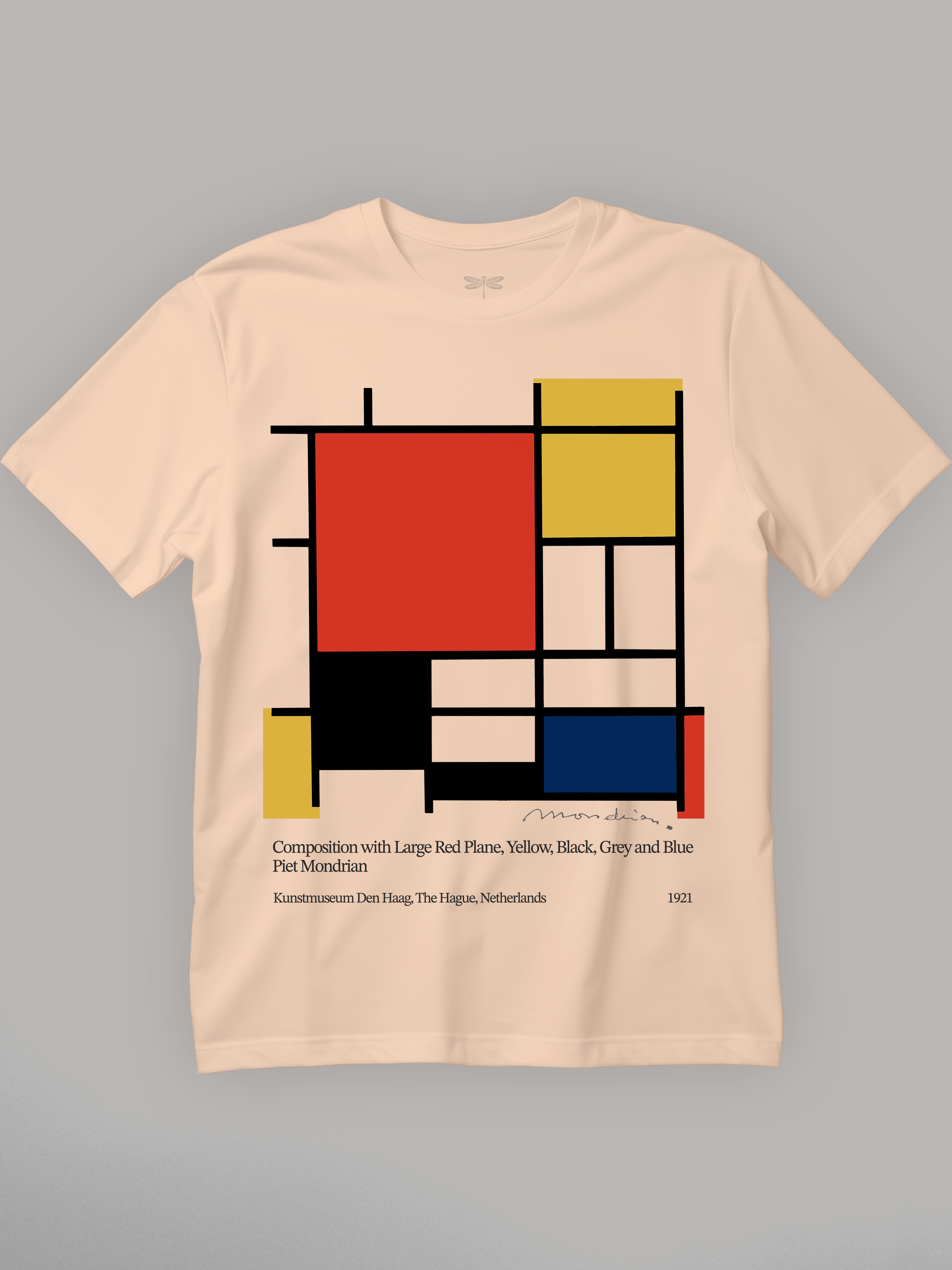 Composition with Red, Yellow & Blue Regular Fit T-Shirt