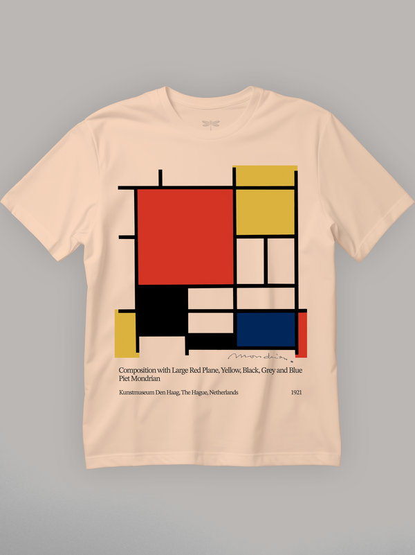 Composition with Red, Yellow & Blue Regular Fit T-Shirt