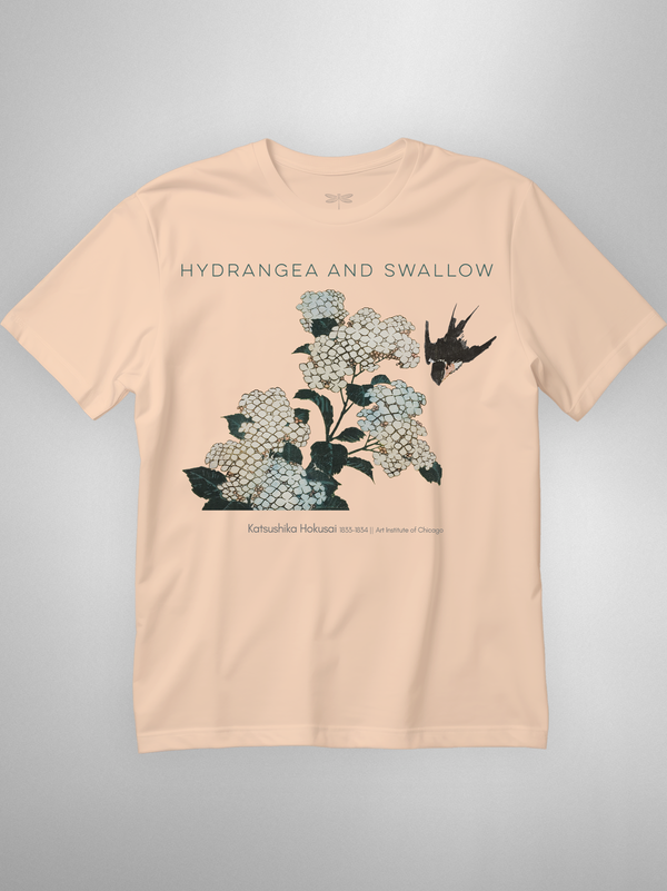 Hydrangea and Swallow Regular Fit T-Shirt