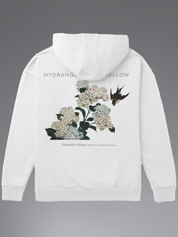 Hydrangea and Swallow Oversized Hoodie