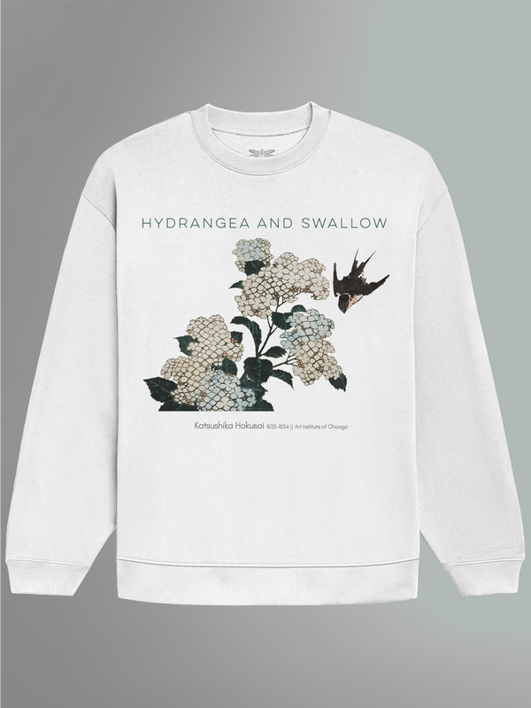 Hydrangea and Swallow Oversized Sweatshirt