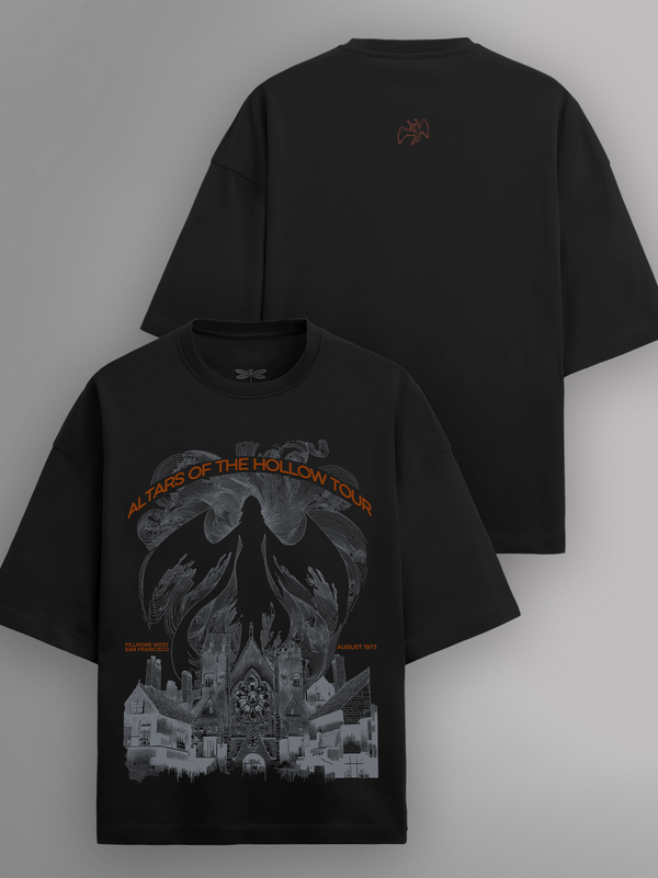 Led Zeppelin Hollow Altar (Black Edition) Terry Cotton Oversized T-Shirt