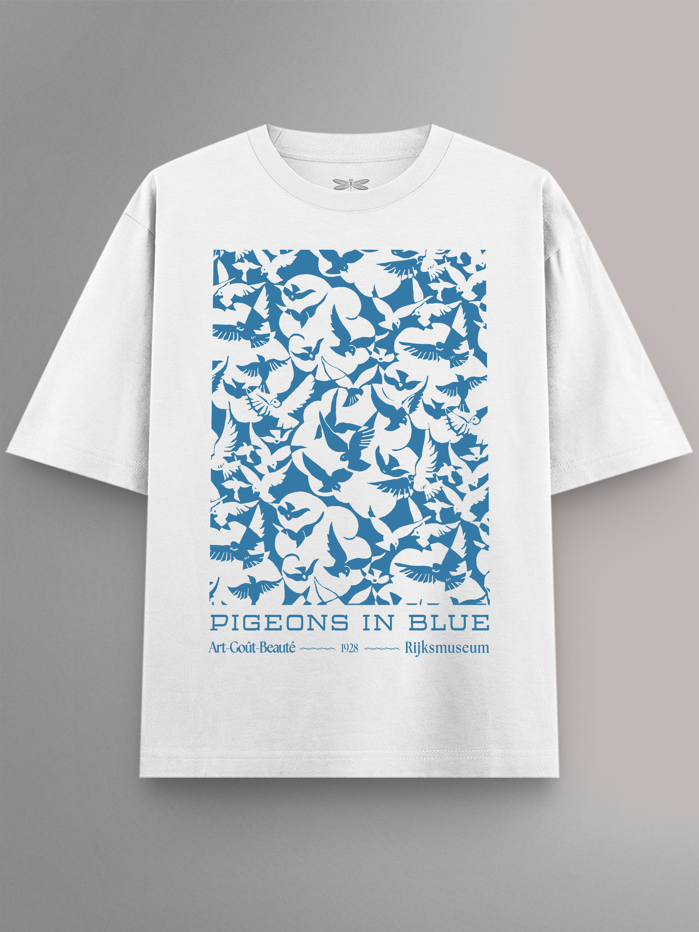 Pigeons in Blue Oversized T-Shirt