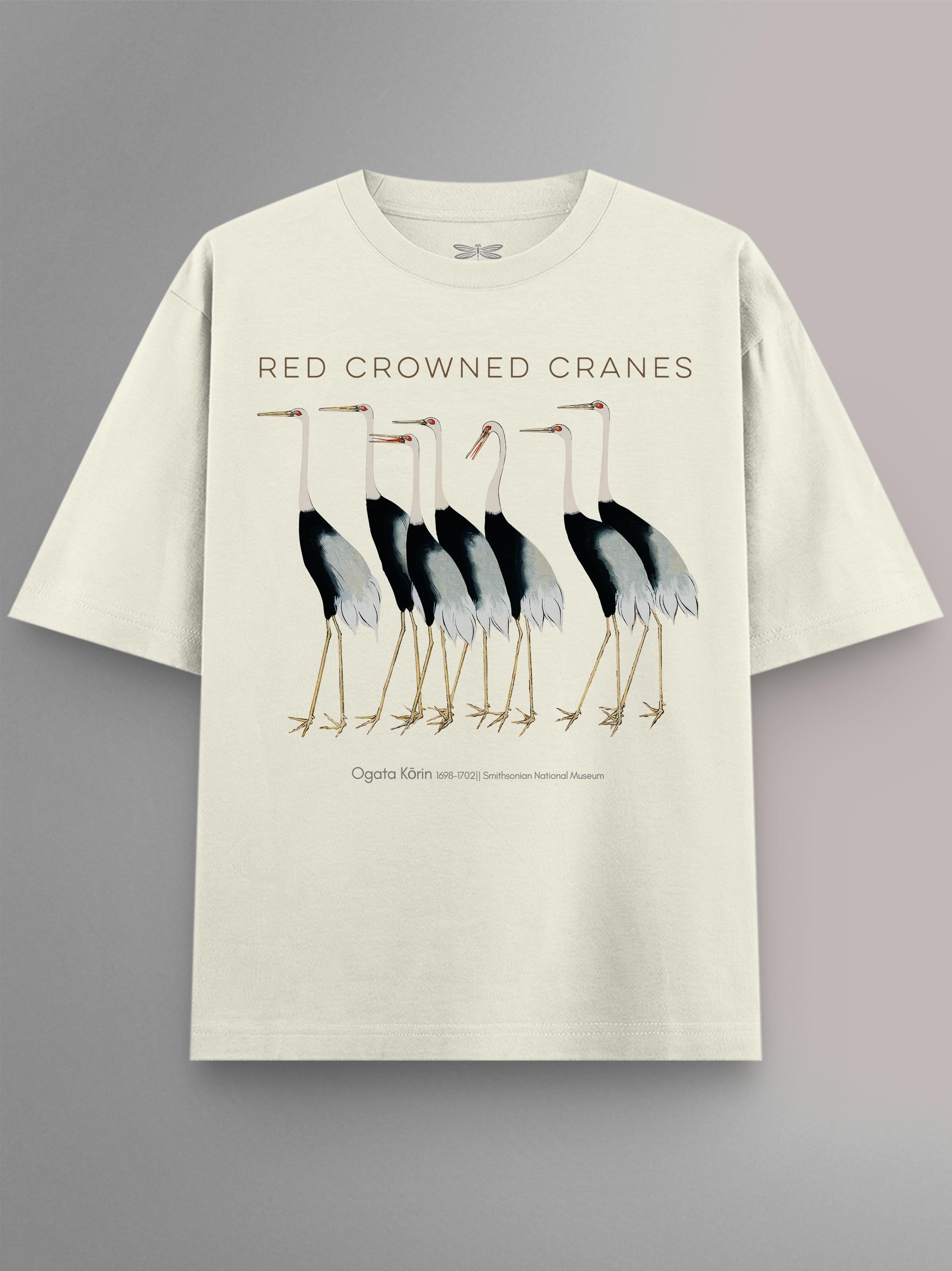 Red Crowned Cranes Oversized T-Shirt