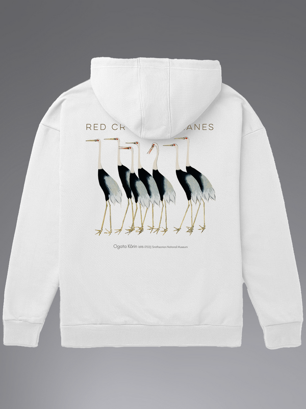 Red Crowned Cranes Oversized Hoodie