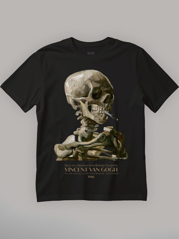 Skeleton with Burning Cigarette Regular Fit T-Shirt